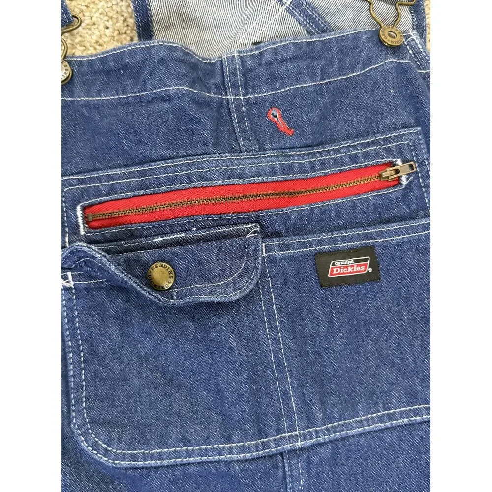 Dickies Bib Overalls Mens 2XL Blue Denim Jean Carpenter Utility Workwear - Picture 8 of 12